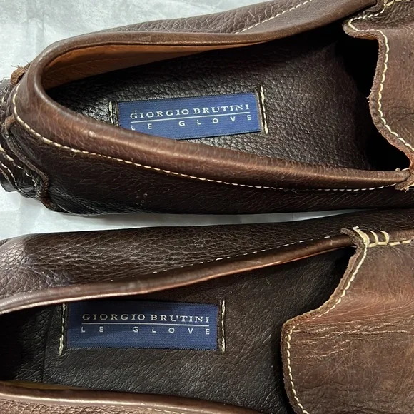 Giorgio Brutini Le Glove Dark Brown Slip-on Leather Loafers Size 11M - Picture 9 of 9